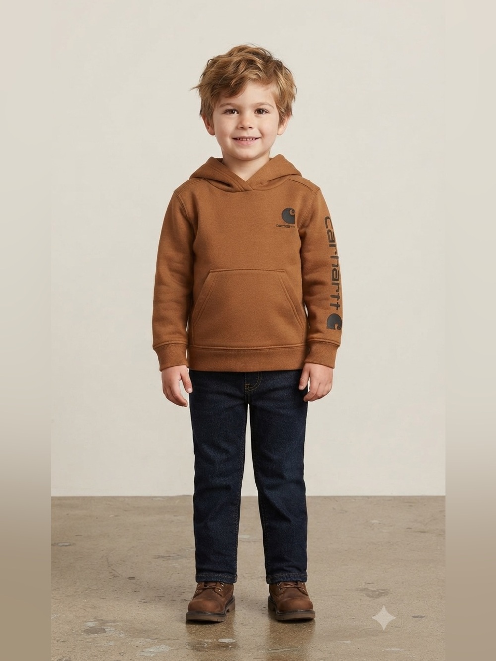Carhartt Kids Caramel Brown Hoodie Size 5 Logo Sweatshirt’s